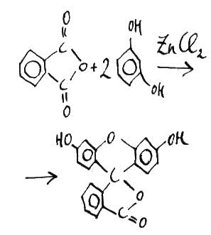Схема получения флуоресцеина из фталевого ангидрида и резорцина
