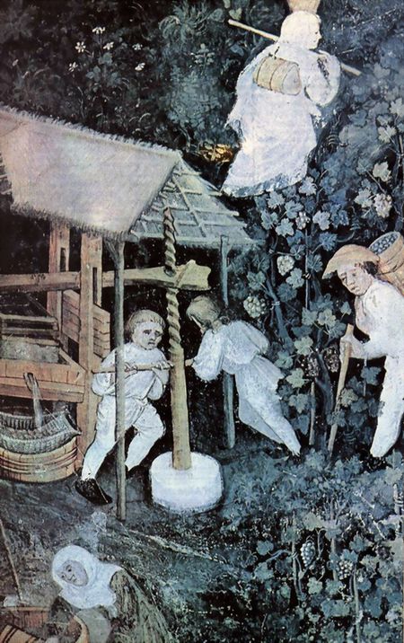 Деталь фрески Времена года, октябрь. XIV-XV век. Тренто (Италия)